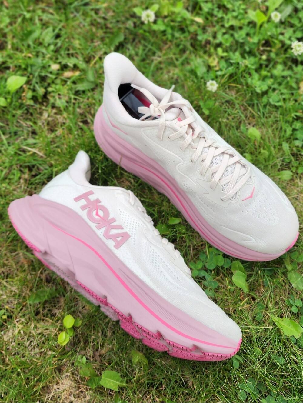 Sz 9.5B - Women's Hoka Clifton 10 Rose Cream Running Shoes - Picture 9 of 16